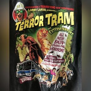NEW HHN 2023 Larry Larva Terror Tram Halloween Horror Nights Pullover Hoodie XS
